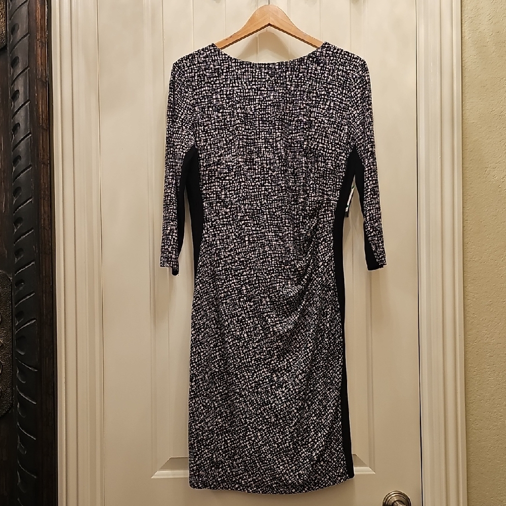 Anne Klein Black and White Long Sleeve Dress